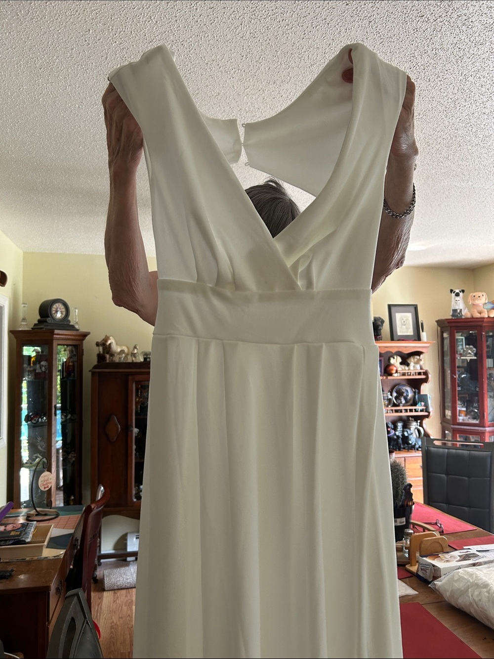 SHEIN Cream V-Neck Bridal-Style Maxi Dress